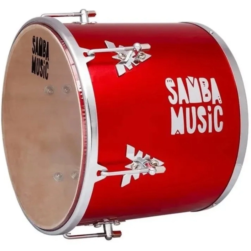 Kit Samba Music Rebolo Repique De Mao Reco Reco Pandeiro Ksm Vermelho